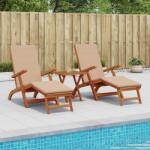 vidaXL Sezlong pliabil si culisant 3 pcs Gri taupe GartenMobel Dekor (3415411)