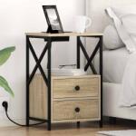 vidaXL Set 2 noptiere cu 4 sertare, stejar sonoma, 40 x 31 x 60 cm (859563)