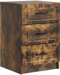 vidaXL Noptiera stejar fumuriu cu 3 sertare, 43 x 41 x 63, 5 cm, lemn prelucrat (895710)