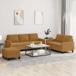 vidaXL Set de canapele cu perne, 3 piese, maro, catifea GartenMobel Dekor (3201533) Canapea