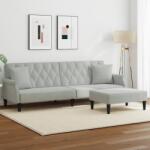 vidaXL Canapea extensibila cu pernuta si taburet 2 locuri gri catifea GartenMobel Dekor (3216219) Canapea
