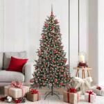 vidaXL Brad de Craciun artificial Verde 180 cm PVC si Plastic si Otel GartenMobel Dekor (3395880)