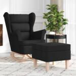 vidaXL Scaun balansoar cu taburet, Negru, material textil GartenMobel Dekor (3307999)