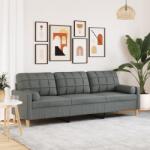 vidaXL Canapea cu 3 locuri cu pernute, gri închis, 210 cm, textil GartenMobel Dekor (3278202) Canapea