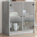 vidaXL Dulap lateral cu usi din sticla, gri sonoma, 68x37x75, 5 cm GartenMobel Dekor (836425) Comoda