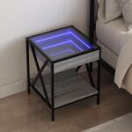 vidaXL Noptiera cu LED infinity, gri sonoma, 40x40x49 cm GartenMobel Dekor (3284099)