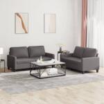 vidaXL Set de canapele cu perne, 2 piese, gri, piele ecologica GartenMobel Dekor (3201410) Canapea