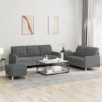 vidaXL Set de canapele cu perne, 3 piese, gri închis, textil GartenMobel Dekor (3201315) Canapea