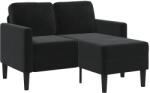 vidaXL Canapea cu 2 locuri si sezlong în forma de L, neagra, 125 cm, catifea GartenMobel Dekor (4107073) Canapea