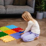 ORTOTO® Covoras ortopedic, senzorial, set puzzle, 9 piese cu diferite texturi, Stimulative Rainbow (OTO-S-RNB)