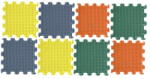 ORTOTO® Covoras ortopedic, senzorial, set puzzle, 8 piese, model Spikes, textura moale, Multicolor (OTO-B-SPK-SO)