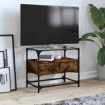 vidaXL Dulap TV blat sticla stejar fumuriu 60x35x51 cm lemn prelucrat GartenMobel Dekor (846056)