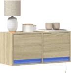 vidaXL Comoda TV de perete cu lumini LED, stejar sonoma, 80x31x38 cm GartenMobel Dekor (852357)