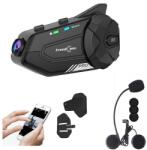 CerCip Casca Bluetooth pentru Moto FreedConn R1 Pro, Autonomie baterie 48 ore, Camera 2K, Wifi, Intercom 6 persoane, Raza 1000m, Suport card memorie 256 Gb, Rezistenta la apa, Muzica Share, Radio FM, Voice a