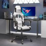 vidaXL Scaun de gaming pivotant cu suport picioare alb&negru piele eco GartenMobel Dekor (349589)