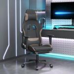 vidaXL Scaun de gaming cu taburet, negru si gri taupe, textil GartenMobel Dekor (3143745)