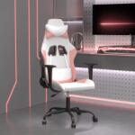 vidaXL Scaun de gaming de masaj, alb si roz, piele ecologica GartenMobel Dekor (345408)