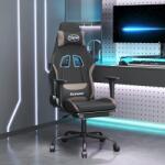 vidaXL Scaun de gaming cu taburet, negru si gri taupe, textil GartenMobel Dekor (3143724)