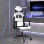 vidaXL Scaun de gaming de masaj, alb si negru, piele ecologica GartenMobel Dekor (345409)