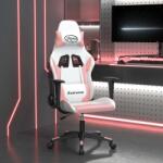 vidaXL Scaun de gaming de masaj, alb si roz, piele ecologica GartenMobel Dekor (345454)