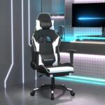 vidaXL Scaun de gaming cu suport picioare, negru/alb, piele ecologica GartenMobel Dekor (3143704)