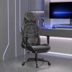 vidaXL Scaun de gaming cu suport picioare, negru/gri, piele ecologica GartenMobel Dekor (3143680)