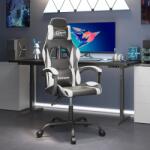 vidaXL Scaun de gaming pivotant, negru si alb, piele ecologica GartenMobel Dekor (349572)