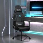 vidaXL Scaun de gaming cu suport picioare, negru, piele ecologica GartenMobel Dekor (3143707)