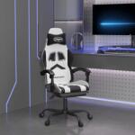 vidaXL Scaun de gaming pivotant cu suport picioare alb&negru piele eco GartenMobel Dekor (349613)
