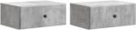 vidaXL Set 2 noptiere suspendate gri beton cu sertar, 49 x 34, 5 x 20 cm (899132)