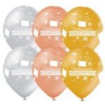 Belbal Ballagási latex lufi 11" 28cm Ballagásodra szeretettel! , 6db, Metál (LUFI671332)