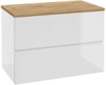 kielle Oudee - Dulap bază cu blat inclus, pentru lavoar 80x55x46 cm, alb lucios/stejar auriu 50002S830 (50002S830)