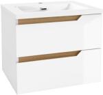kielle Oudee - Dulap cu lavoar 60 cm, alb lucios/stejar închis 50002S610 (50002S610)