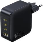 Baseus - EnerFill FH11 (E0121J00) - 3x USB-C, 1x USB-A, 140W, GaN Technológia, Gyors Töltés - Kozmikus Fekete - smartdiszkont