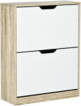 HomCom Dulap pantofi cu 2 Sertare Rabatabile, 8 Perechi, cu un Dispozitiv Anti-Răsturnare, Design Compact, 62, 5x26x81 cm, Natural | Aosom Romania (837-204) Pantofar