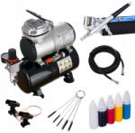 Fengda® - Fenghua Bida Airbrush szett Fengda: AS-186 kompresszor és BD-130 pisztoly+cső+állvány+kefék+festék (AS-186KP)