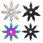 Depox Set patru stele de aruncat DEPOX®, 7 si 8 colturi, metalic, negru/multicolor/argintiu, 10 cm (0551)