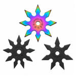 Depox Set trei stele de aruncat DEPOX®, 7 si 8 colturi, metalic, negru/multicolor, 10 cm (0548)