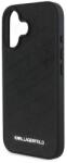 CG Mobile iPhone 16 KARL LAGERFELD PU QUILTED PATTERN Силиконов удароустойчив кожен заден капак с ефект за iPhone 16 BLACK KLHCP16SPQKPMK (KLHCP16SPQKPMK)
