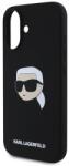 CG Mobile iPhone 16 KARL LAGERFELD ТЕЧЕН СИЛИКОН KARL HEAD MAGSAFE Силиконов протектор за телефон, устойчив на удар, MagSafe, ЧЕРЕН KLHMP16SSKHPPLK (KLHMP16SSKHPPLK)