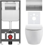 Cerano - Falba épített WC szett Dure - fényes fehér - Prime/Modulo nyomógomb, ezüst - fali - falba szerelhető - falsík előtti/gipszkarton - 51x35 cm (CER-8050BD85897)
