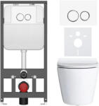 Cerano - Norbi falsík alatti WC-szett - fényes fehér - Prime/Duoalo nyomógomb, fehér - fali - falba szerelhető - falsík előtti/gipszkarton - 48, 5x36, 5… (CER-8050BD86018)