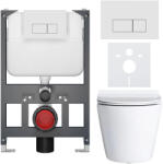 Cerano - Norbi falsík alatti WC-szett - fényes fehér - Prime/Modulo nyomógomb, fehér - fali - alacsony modul - falsík előtti/gipszkarton - 48, 5x36, 5… (CER-8050BD86049)
