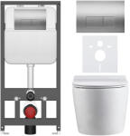 Cerano - Komplett WC szett Basic/Felci - fényes fehér - WC nyomógomb Modulo/Silver - fali - falba szerelhető - falsík előtti - 53x37 cm (CER-8050BD86103)