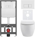 Cerano - Falba épített WC szett Dure - fényes fehér - Prime/Modulo nyomógomb, fehér - fali - falba építhető - falsík előtti/gipszkarton - 51x35 cm (CER-8050BD85891)