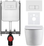 Cerano - Falba épített WC szett Felci - fényes fehér - Prime/Modulo nyomógomb, fehér - fali használatra - 53x37 cm (CER-8050BD86091)