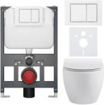 Cerano - Komplett WC szett Basic/Dure - fényes fehér - WC nyomógomb Maxio/Fehér - fali - alacsony modul - falsík előtti beépítés - 51x35 cm (CER-8050BD85917)