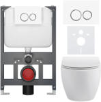 Cerano - Komplett WC szett Basic/Dure - fényes fehér - WC nyomógomb Dualo/Fehér - fali - alacsony modul - falsík előtti beépítés - 51x35 cm (CER-8050BD85916)