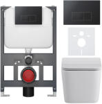 Cerano - Falsíkba épített WC szett Forte - fényes fehér - Prime/Modulo nyomógomb, fekete - fali - alacsony modul - falsík előtti/gipszkarton - 51x36… (CER-8050BD86144)