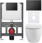 Cerano - Falba épített WC szett Dure - fényes fehér - Prime/Maxio nyomógomb, fekete - fali - alacsony modul - falsík előtti/gipszkarton - 51x35 cm (CER-8050BD85920)